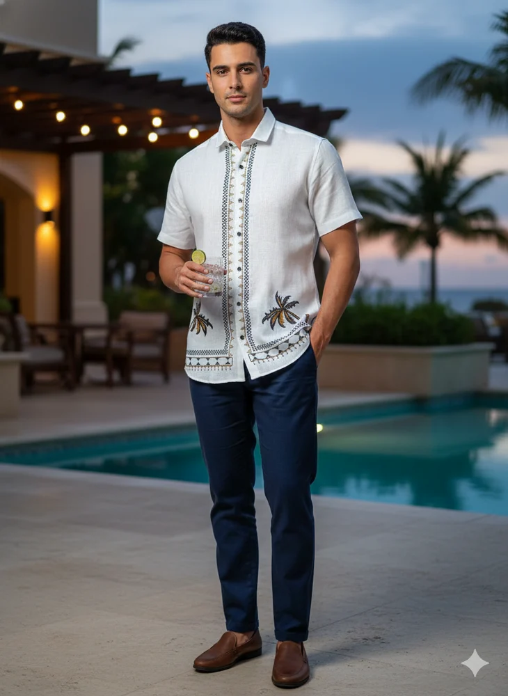 Linen Shirts With Hand Embroidery