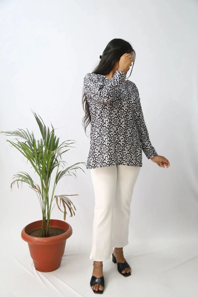 Dark Grey Printed Rayon Short Ladies Kurti
