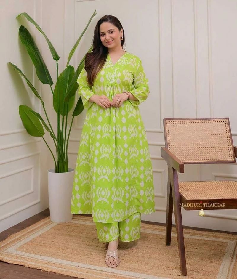 beautiful Aline pattern kurti with plazza pant