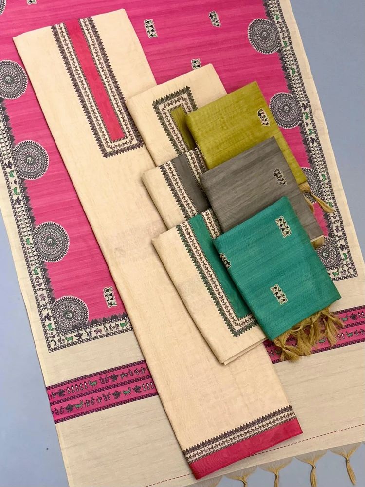 Vishnu Weaves  Tussar Silk Unstitched Suit