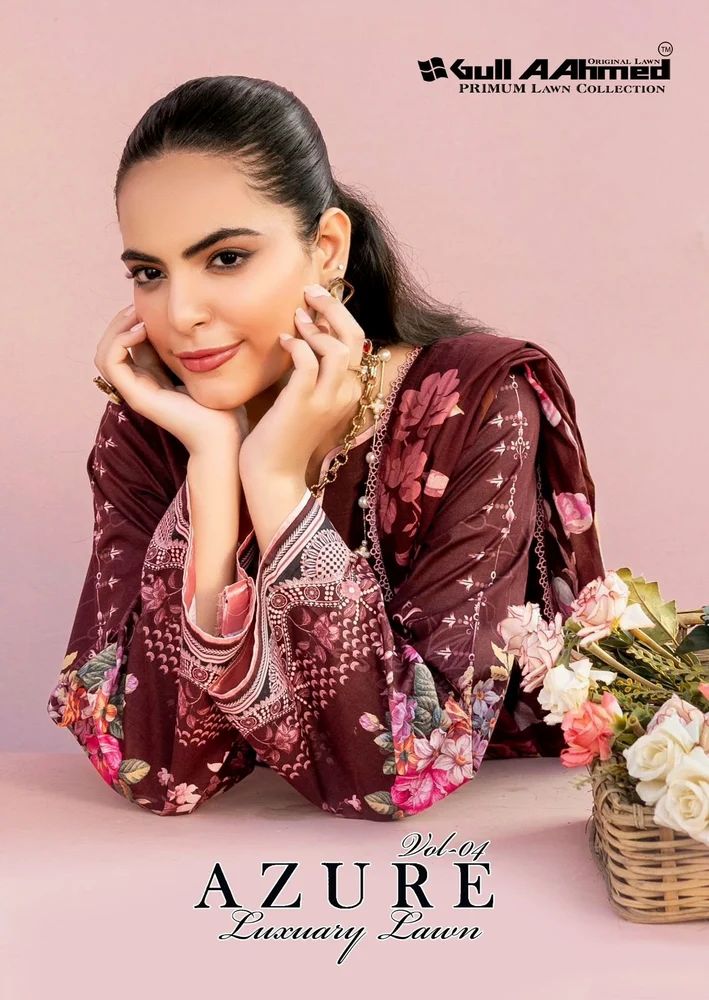 GULL AAHMED AZURE VOL-04 PURE CAMBRIDGE DRESS MATERIAL AT WHOLESALE PRICE