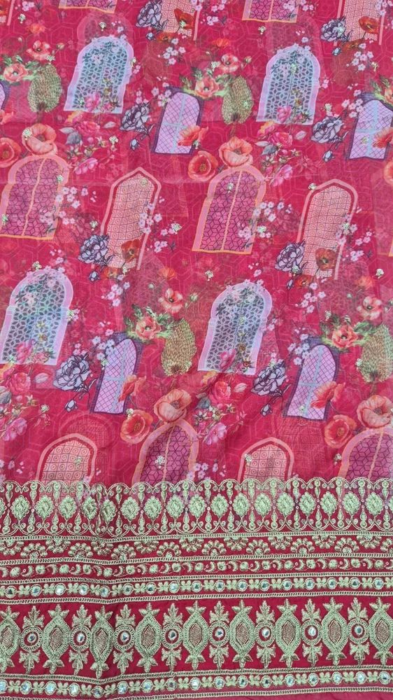 Polyester Organza Digital Printed Fabric, Multicolour