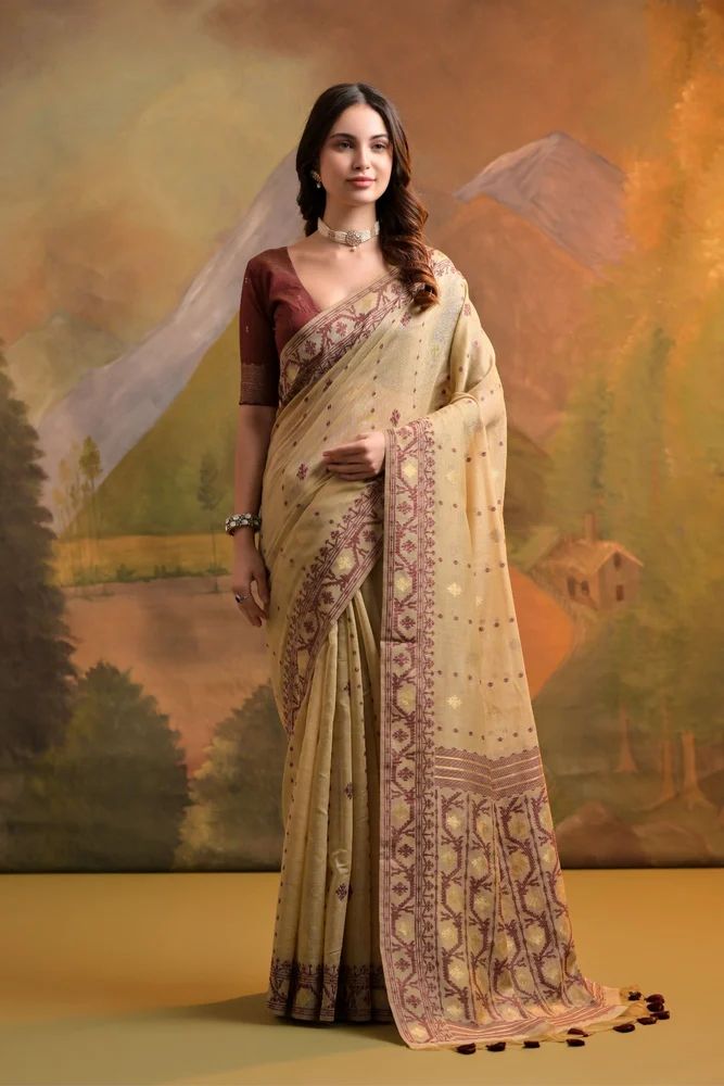 Muga jamdani Cotton Saree