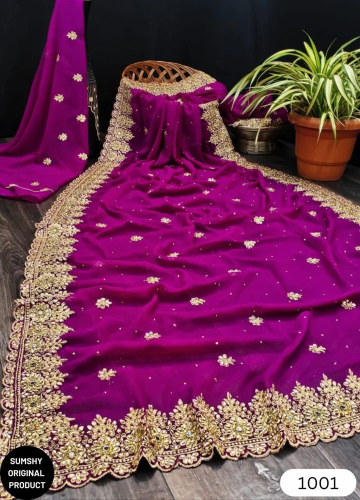 Georgette Embroidery work Saree