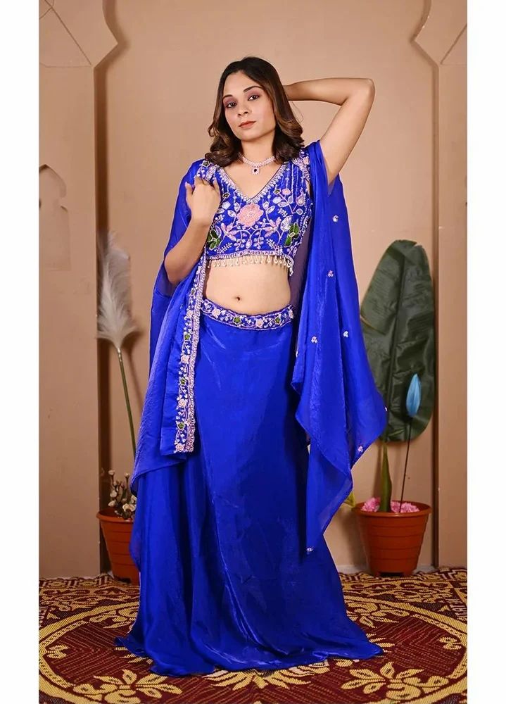 Blue Fendy Indo Western Lehenga
