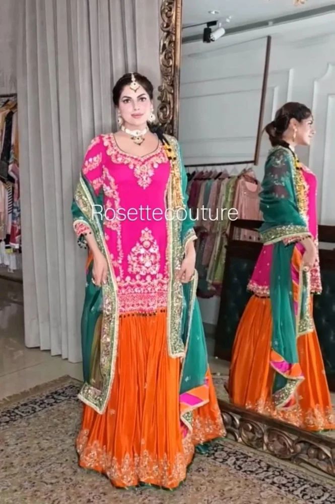 Premium Heavy Embroidery Sharara Suit