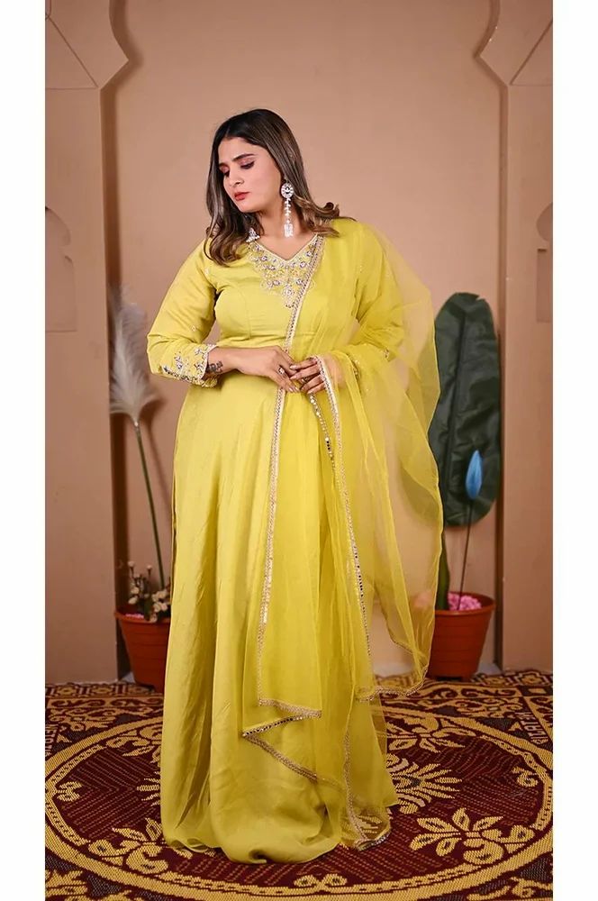 Parrot Green Ladies  Fancy Gown Set