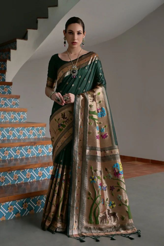 Banarasi Paithani Silk Saree with Blouse Piece