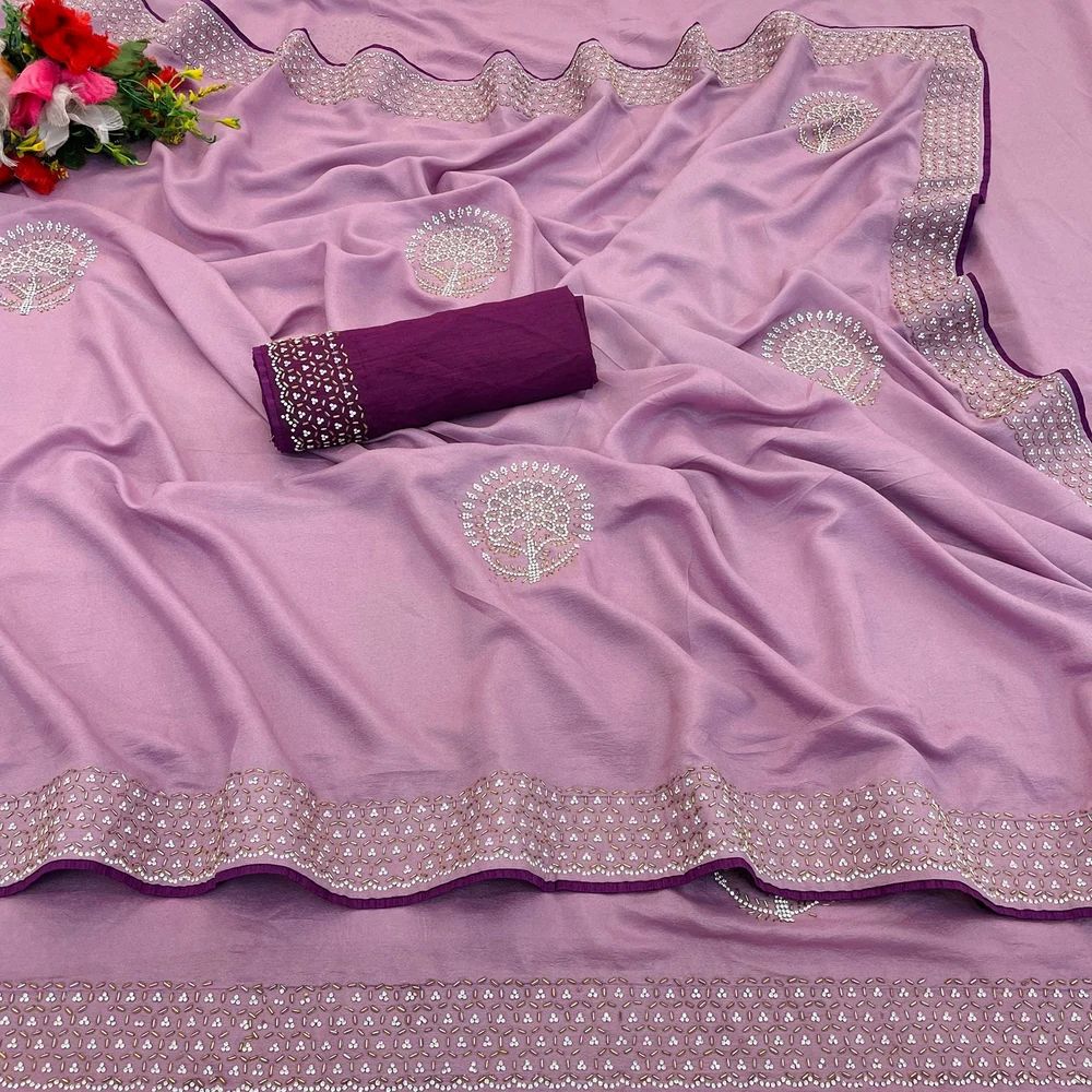 PURE STAR GEORGETTE JARKHAN DIAMOND WORK SAREE AT WHOLESALE PRICE
