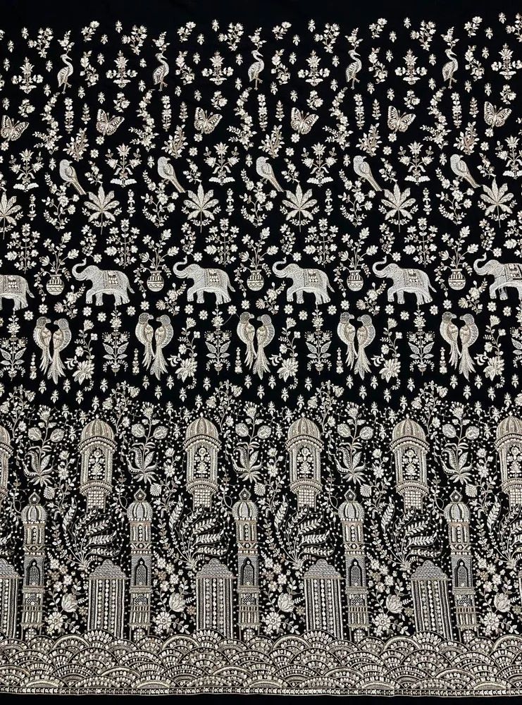 Black Embroidered Georgette Fabric