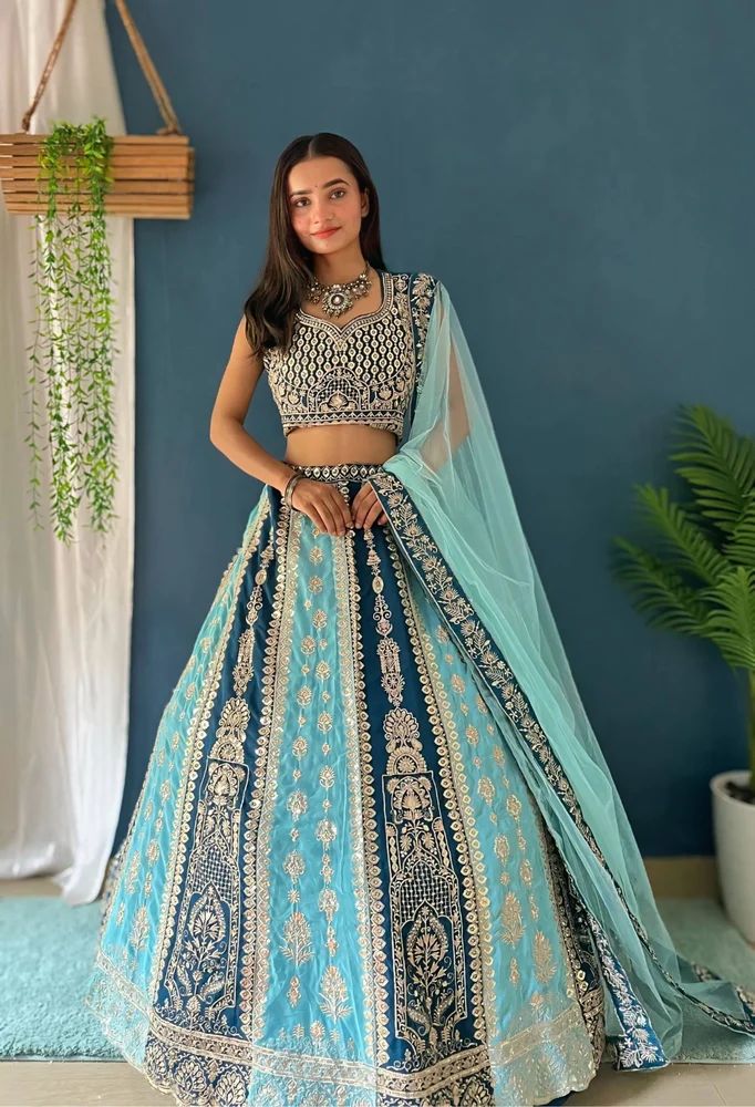Designer Multi Color Silk Lehenga for Bridal & Festive Wear