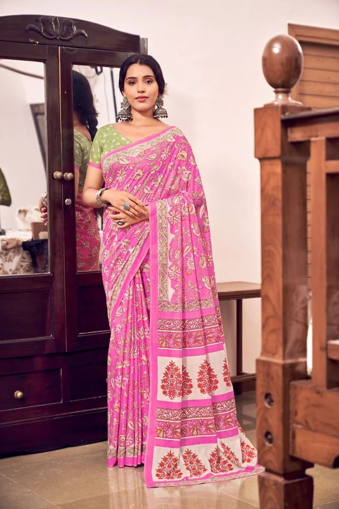 Festival Wear Printed Cotton  Saree