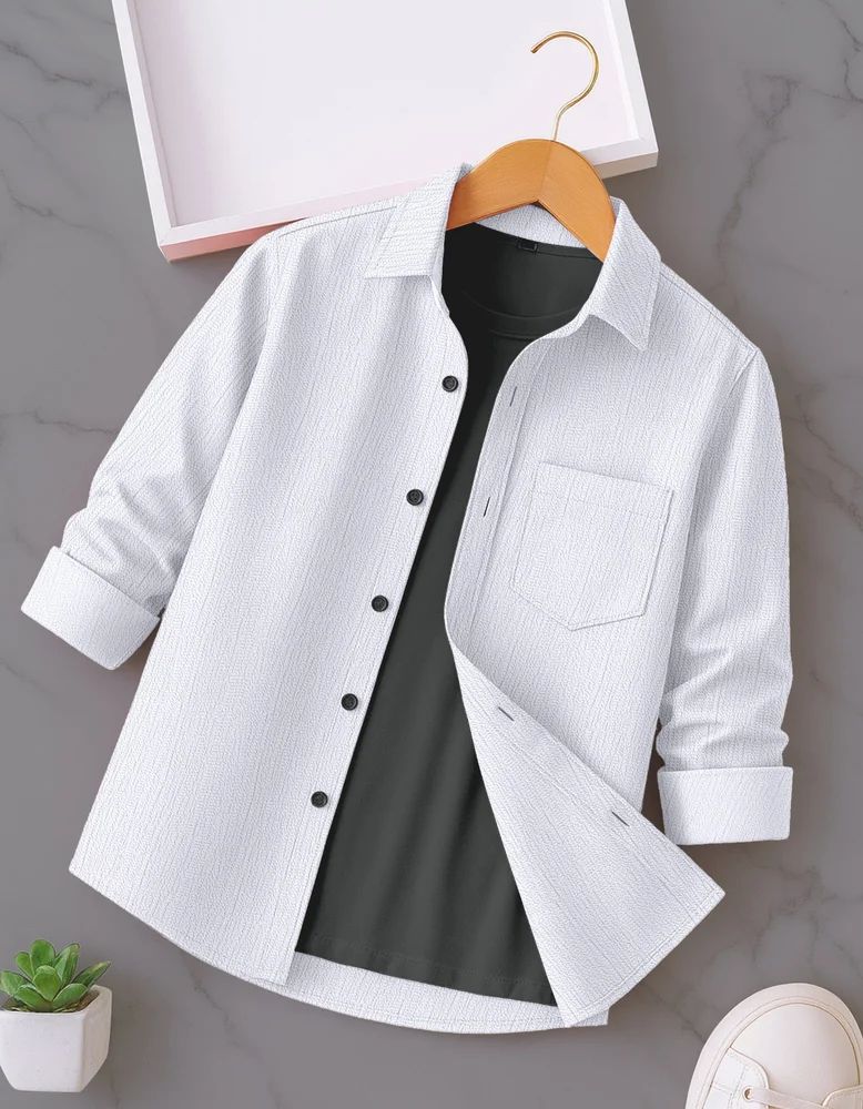 White Men Plain Cotton Shirt