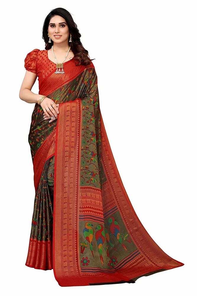Chiffon Brasso Printed Saree with Blouse Piece