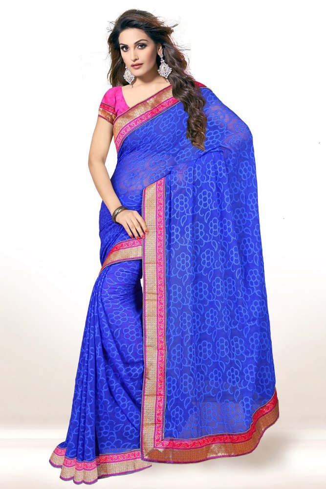 Blue Bandhani Saree
