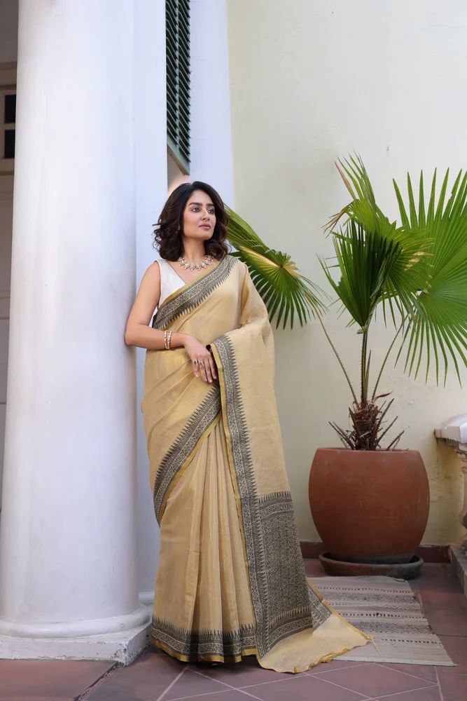 Pure Tissue Silk Saree, 6.3 M (With Blouse Piece)