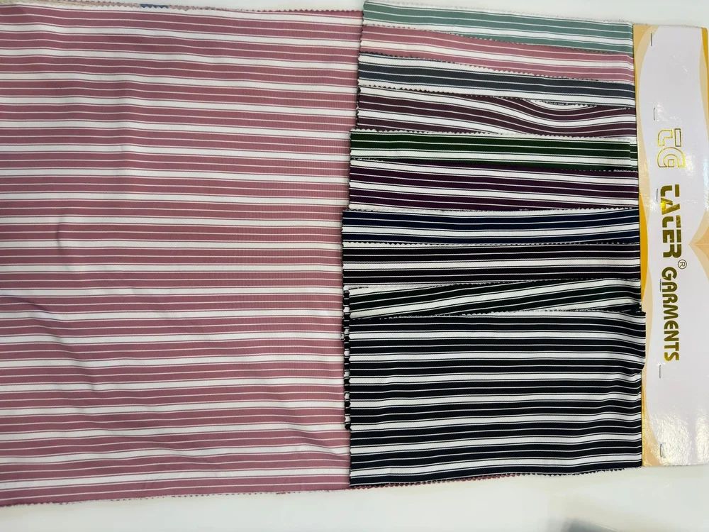 Striped Looper Knit Cationic  Fabric