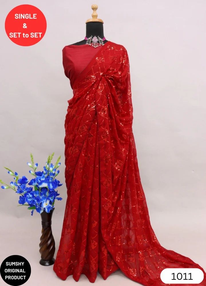 Sumshy Party Wear Georgette Sequence Saree Wholesale