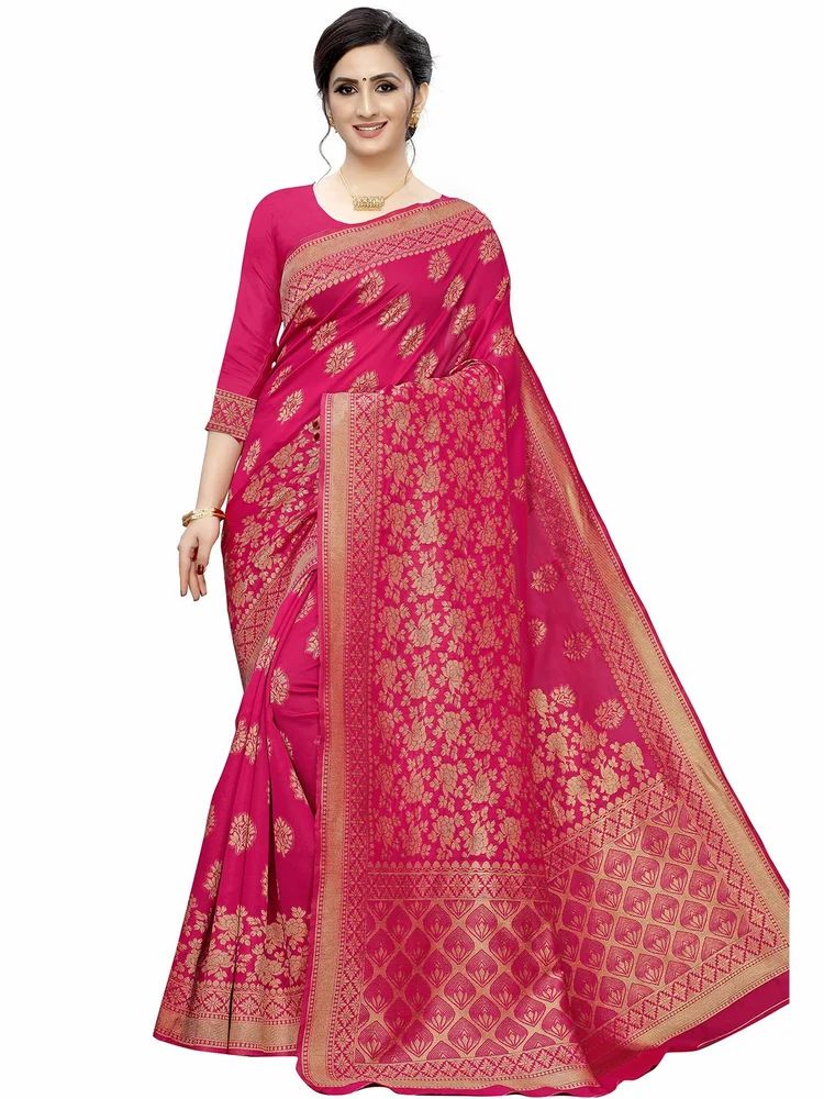 Cotton Silk Saree with Golden Zari Border