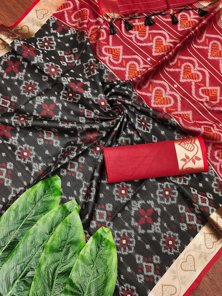 Soft Desi Raw Silk saree with  ikkat concept patola saree