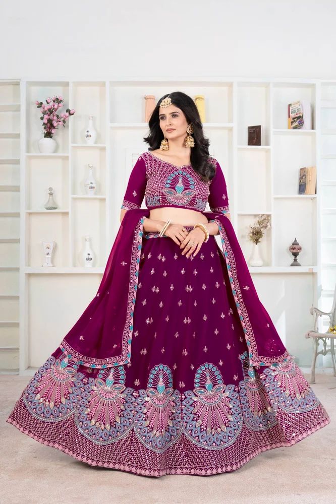 Designer Heavy Embroidered Bridal Lehenga Choli with Dupatta