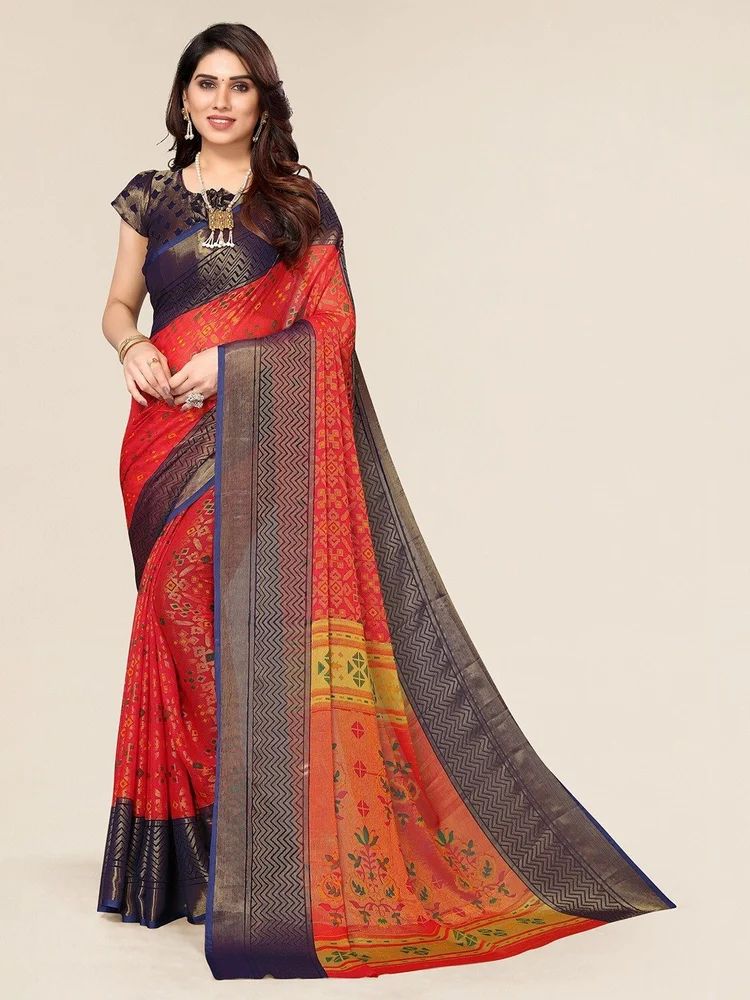 Leeza Store Toned Ethnic Motifs Bhagalpuri Brasso Saree