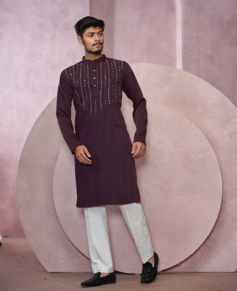 Wine Flyer Men Cotton Kurta