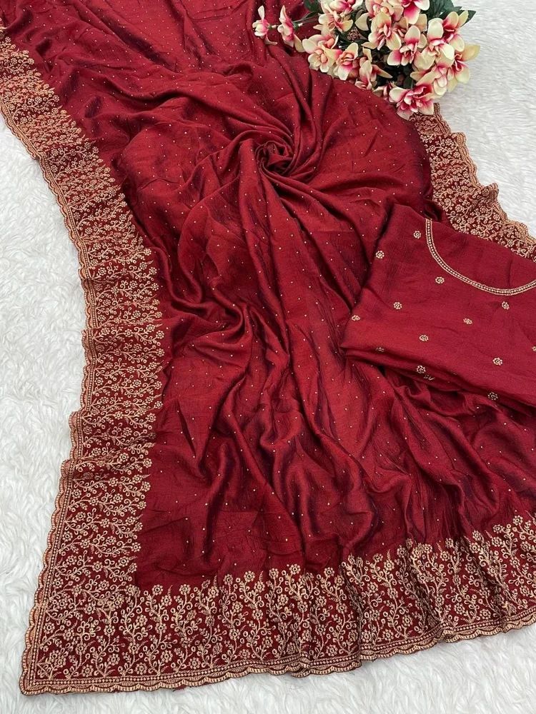 Fancy Vichitra Silk Saree