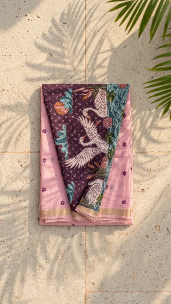 Baby Pink Cotton Jamdani Woven Saree