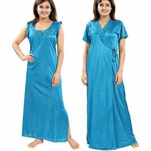 Satin 2 pieces long nightwear