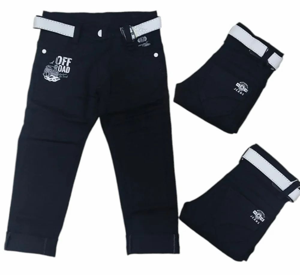 Party Wear Boys Denim Printed Black Jeans