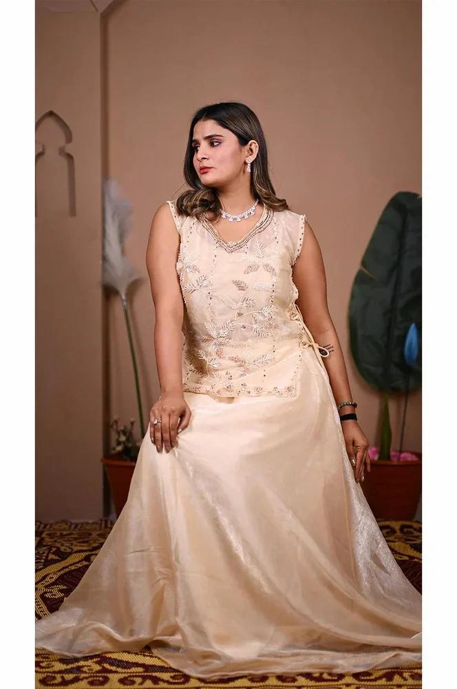 Cream Cherry Crush Indo Western Lehenga