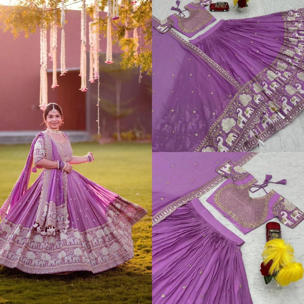 Fox Georgette Festival Embroidered Lehenga Choli Set