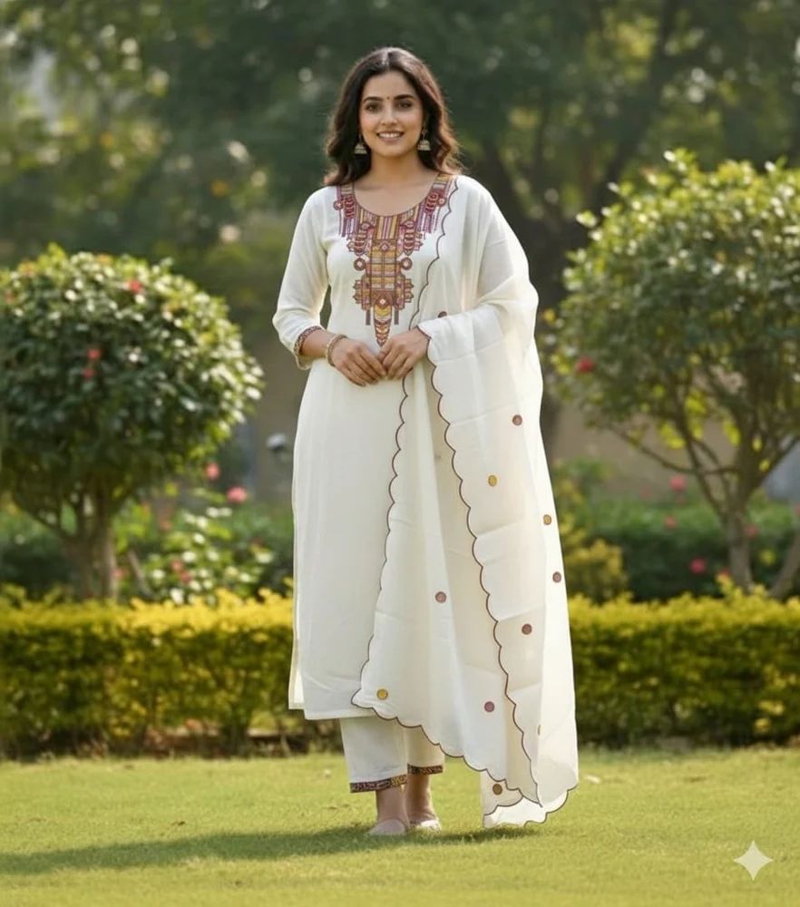 HANDWORK kurti with pant and dupatta