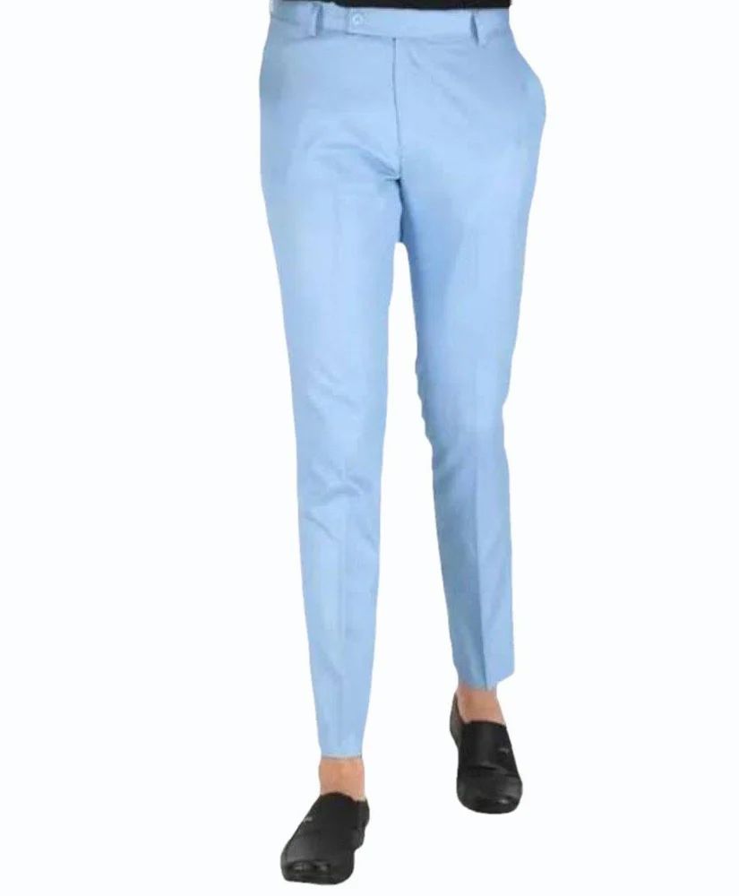 Linen Navy Blue Casual Mens Pants