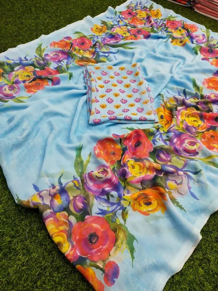 Ladies Bemberg Digital Printed Saree