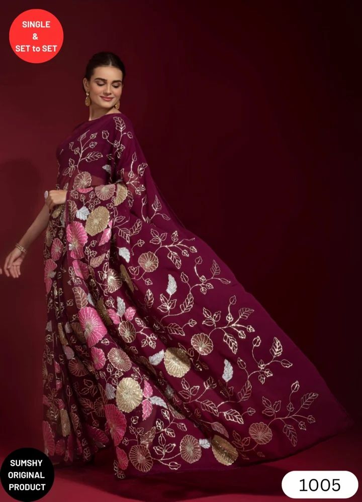 Sumshy Wedding Wear Embroidery Georgette Saree Wholesale Catalog