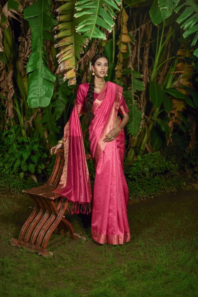Rani Pink Black Office Wear Saree