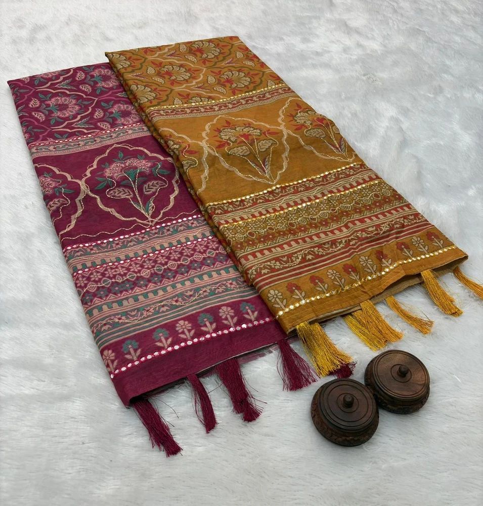 Soft Cotton Chanderi Silk Saree With Blouse
