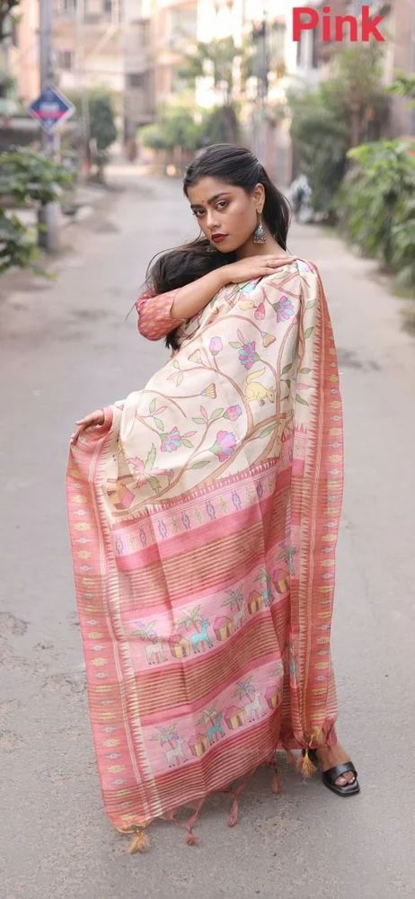 Party Wear Tussar Ghicha Silk Saree