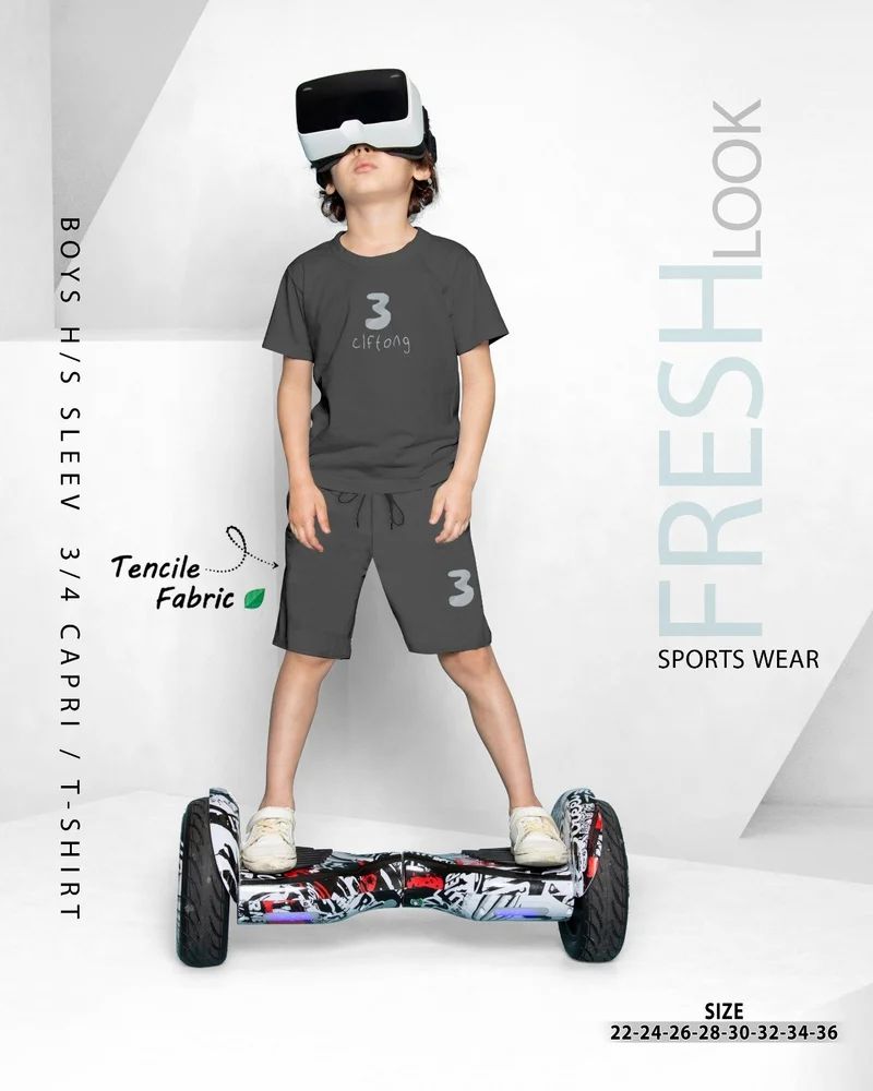 Kids Sports T-Shirt and Shorts Set - Premium Tencel Fabric (Size 22 to 36)