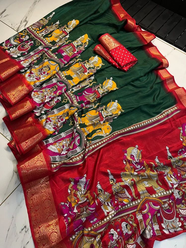 Dola Kalamkari Silk Saree