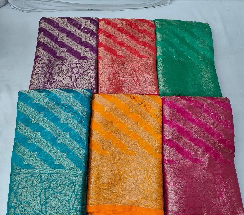 Organza Rich Pallu Saree With Siroski Work