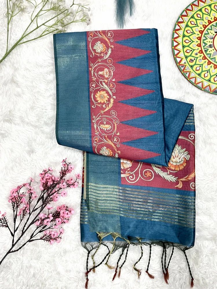 Contrast Tussar Silk Saree
