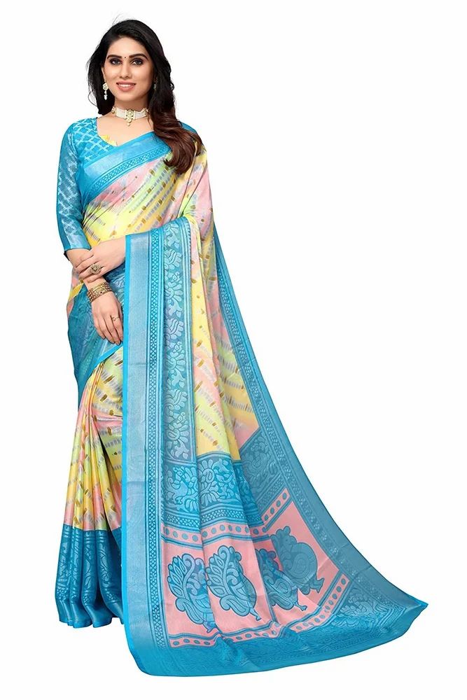 Toned Tie&Dye With Motifs Printed Soft Chiffon Brasso Saree