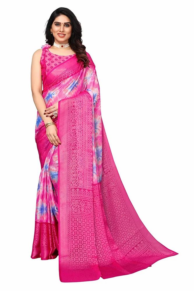 Toned Tie&Dye With Motifs Printed Soft Chiffon Brasso Saree
