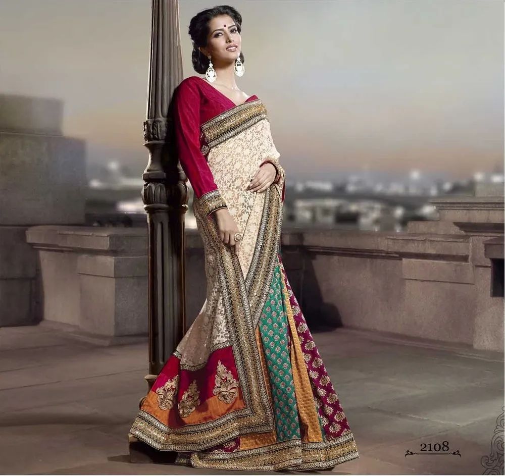 Pretty Bridal Patch Work Saree