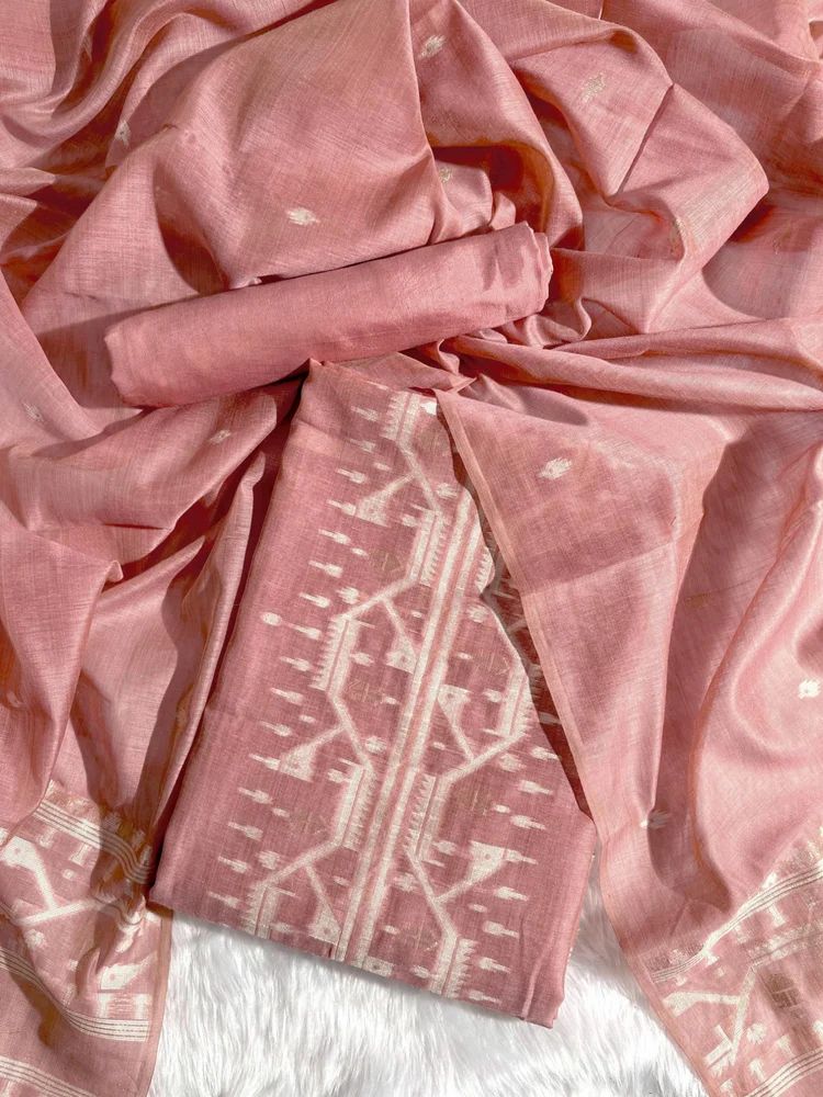 JAMDANI TYPE PURE MUGA COTTON  UNSTITCHED SALWAR SUITS