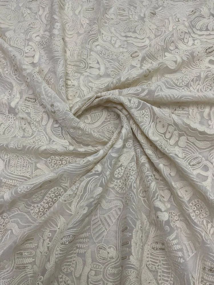 Georgette Dyeable Embroidery Fabric