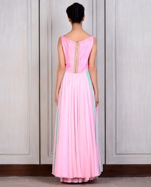 Pink Kalidar With Patchwork Yoke